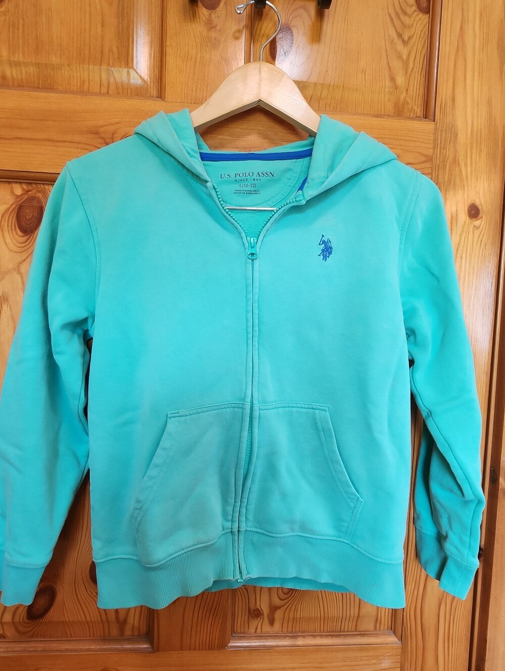 U.S. Polo Assn. Kids Aqua Zip-Up Hoodie with Embroidered Logo